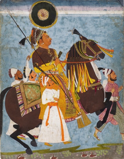 Maharaja Abhai Singh of Jodhpur with attendants, ca. 1725 (Rajasthan, Marwar)